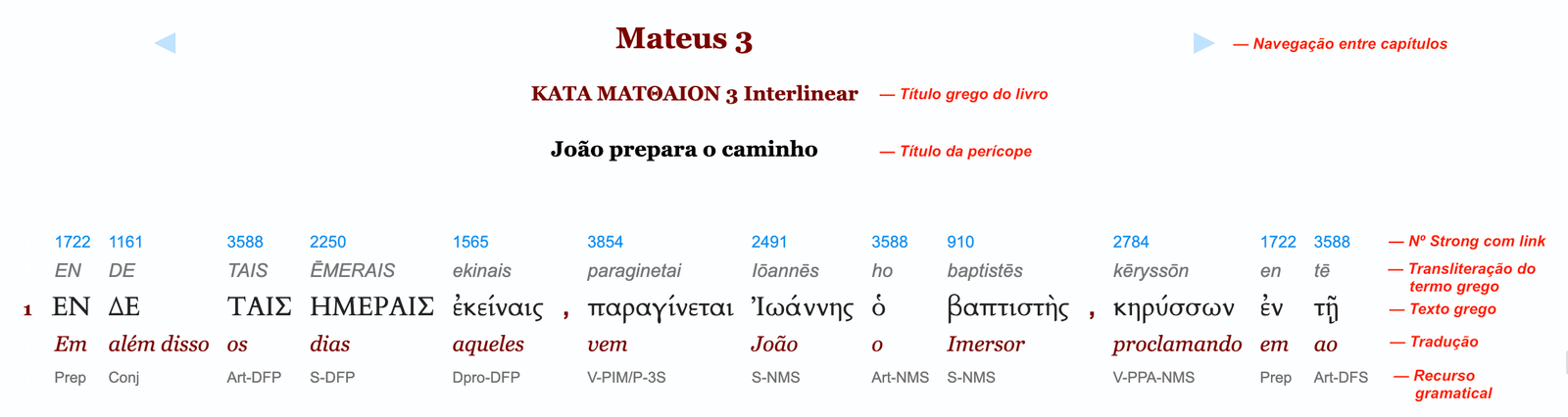 print do texto interlinear da BEI